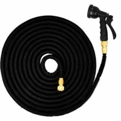 Eyepower Tuyau Pour Arroser élastique | Magic Hose Extensible 3 Fois Sa Longueur De 7,5m à 22,5m + Pistolet D'Arrosage | Connecteurs En Laiton | Noir