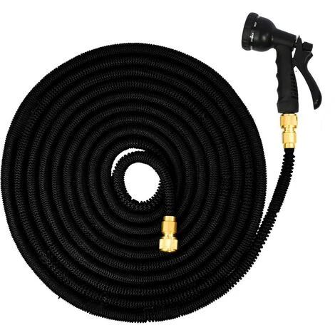 Eyepower Tuyau Pour Arroser élastique | Magic Hose Extensible 3 Fois Sa Longueur De 7,5m à 22,5m + Pistolet D'Arrosage | Connecteurs En Laiton | Noir 3 Eyepower Tuyau Pour Arroser élastique | Magic Hose Extensible 3 Fois Sa Longueur De 7,5m à 22,5m + Pistolet D'Arrosage | Connecteurs En Laiton | Noir
