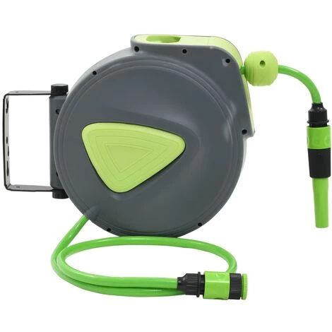 VidaXL Enrouleur Mural Automatique Pour Tuyau Rétractable 10+1 M - Vert 4 VidaXL Enrouleur Mural Automatique Pour Tuyau Rétractable 10+1 M - Vert – Image 2
