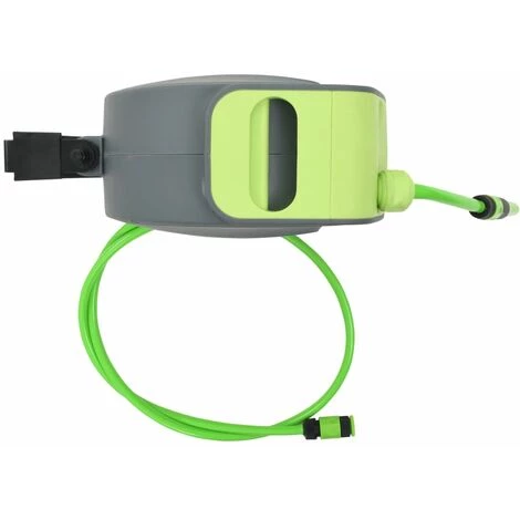 VidaXL Enrouleur Mural Automatique Pour Tuyau Rétractable 20+2 M - Vert 5 VidaXL Enrouleur Mural Automatique Pour Tuyau Rétractable 20+2 M - Vert – Image 3