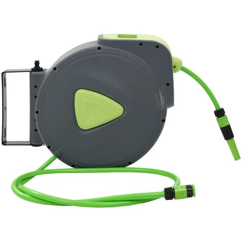 VidaXL Enrouleur Tuyau D'eau Rétractable Automatique Fixé Mur 30+2 M - Vert 4 VidaXL Enrouleur Tuyau D'eau Rétractable Automatique Fixé Mur 30+2 M - Vert – Image 2