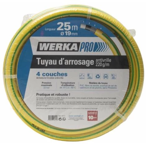 Tuyau D'arrosage Renforcé Ø19mm Antivrille Werkapro 220 G/m 25 M 4 Tuyau D'arrosage Renforcé Ø19mm Antivrille Werkapro 220 G/m 25 M – Image 2