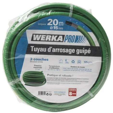 Tuyau D'arrosage Guipé Vert Ø15mm Werkapro 20m 5 Tuyau D'arrosage Guipé Vert Ø15mm Werkapro 20m – Image 3