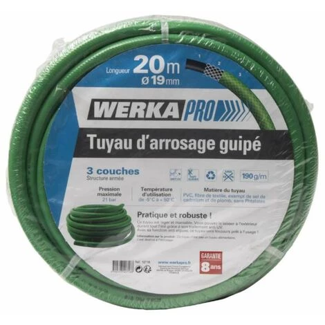 Tuyau D'arrosage Guipé Vert Ø19mm Werkapro 20m 5 Tuyau D'arrosage Guipé Vert Ø19mm Werkapro 20m – Image 3