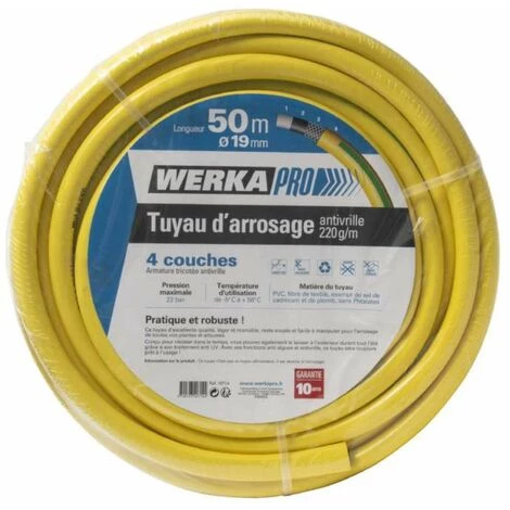 Tuyau D'arrosage Renforcé Ø19mm Antivrille Werkapro 220 G/m 50 M 4 Tuyau D'arrosage Renforcé Ø19mm Antivrille Werkapro 220 G/m 50 M – Image 2