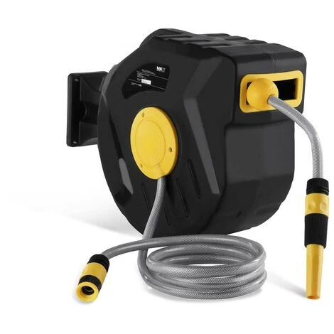 MSW Enrouleur De Tuyau Automatique Dévidoir Arrosage Jardin Pvc 20+2 M Raccord 1/2' - Noir, Jaune 3 MSW Enrouleur De Tuyau Automatique Dévidoir Arrosage Jardin Pvc 20+2 M Raccord 1/2' - Noir, Jaune
