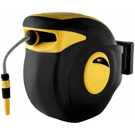 MSW Enrouleur De Tuyau Automatique Dévidoir Arrosage Jardin Pvc 30+2 M Raccord 1/2' - Noir, Jaune 6 MSW Enrouleur De Tuyau Automatique Dévidoir Arrosage Jardin Pvc 30+2 M Raccord 1/2' - Noir, Jaune – Image 4