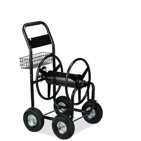 Relaxdays Chariot à Tuyaux En Métal, 4 Roues En Caoutchouc, XL Enrouleur De Tuyaux, Manivelle, Tuyau De 60 M, HlP 114 X 4 Relaxdays Chariot à Tuyaux En Métal, 4 Roues En Caoutchouc, XL Enrouleur De Tuyaux, Manivelle, Tuyau De 60 M, HlP 114 X – Image 2