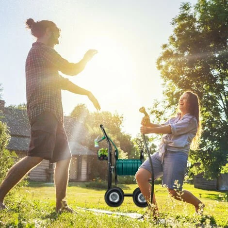 Relaxdays Chariot à Tuyaux En Métal, 4 Roues En Caoutchouc, XL Enrouleur De Tuyaux, Manivelle, Tuyau De 60 M, HlP 114 X 5 Relaxdays Chariot à Tuyaux En Métal, 4 Roues En Caoutchouc, XL Enrouleur De Tuyaux, Manivelle, Tuyau De 60 M, HlP 114 X – Image 3