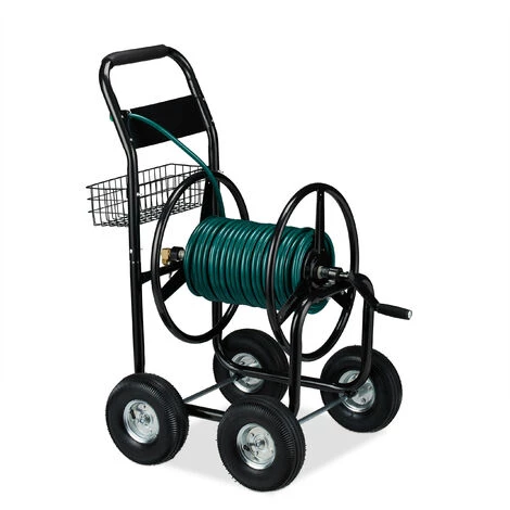 Relaxdays Chariot à Tuyaux En Métal, 4 Roues En Caoutchouc, XL Enrouleur De Tuyaux, Manivelle, Tuyau De 60 M, HlP 114 X 6 Relaxdays Chariot à Tuyaux En Métal, 4 Roues En Caoutchouc, XL Enrouleur De Tuyaux, Manivelle, Tuyau De 60 M, HlP 114 X – Image 4