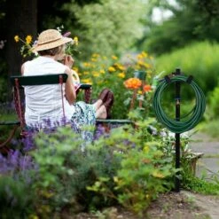 Relaxdays Prise D’eau Jardin Avec Support Tuyau,connexions De 2 X 3/4 Pouces Tuyau De 46 Cm, Acier,107,5 X 25x18 Cm,noir -Tuyau d'arrosage Soldes 18104435 3