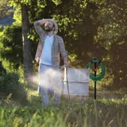 Relaxdays Prise D’eau Jardin Avec Support Tuyau,connexions De 2 X 3/4 Pouces Tuyau De 46 Cm, Acier,107,5 X 25x18 Cm,noir -Tuyau d'arrosage Soldes 18104435 4