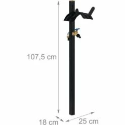 Relaxdays Prise D’eau Jardin Avec Support Tuyau,connexions De 2 X 3/4 Pouces Tuyau De 46 Cm, Acier,107,5 X 25x18 Cm,noir -Tuyau d'arrosage Soldes 18104435 5