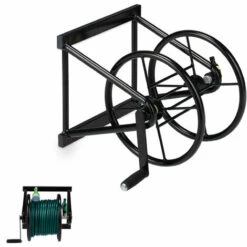 Relaxdays Enrouleur Mural De Tuyau, Tambour Enrouleur Tuyau D’arrosage Manivelle, 60 M Long, En Acier,HlP 36x53x50 Cm