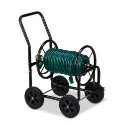 Relaxdays Chariot à Tuyaux En Métal, 4 Roues En Caoutchouc, XL Enrouleur Tuyaux, Manivelle, Tuyau 60 M, HlP 81x48x80cm -Tuyau d'arrosage Soldes 18408142 3