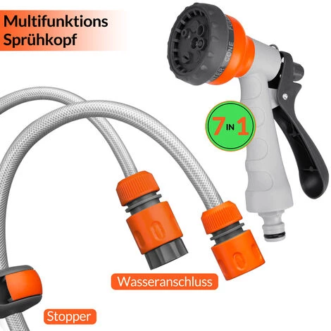 GARDEBRUK Enrouleur Automatique De Tuyau D'arrosage 30+2m 7en1dévidoir Eau Pivotable 180° 6 GARDEBRUK Enrouleur Automatique De Tuyau D'arrosage 30+2m 7en1dévidoir Eau Pivotable 180° – Image 4