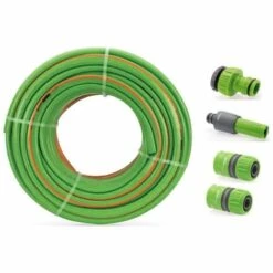 VITO GARDEN KIT Tuyau Arrosage Tressé 50 Mètres Diam 25mm 1"+ 4 Accessoires Diam 25mm Complet VITOGARDEN