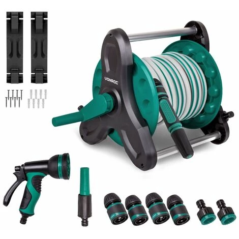 VONROC Set Dévidoir – Tuyau D’arrosage De 10m, 3 Buses D’arrosage, Raccord De Tuyau Et Raccord De Robinet Inclus 6 VONROC Set Dévidoir – Tuyau D’arrosage De 10m, 3 Buses D’arrosage, Raccord De Tuyau Et Raccord De Robinet Inclus – Image 4