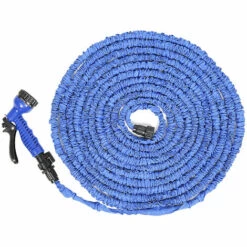 BATHRINS®100FT Tuyau D'arrosage Extensible De 10 à 30m Bleu Avec 1 Pistolet