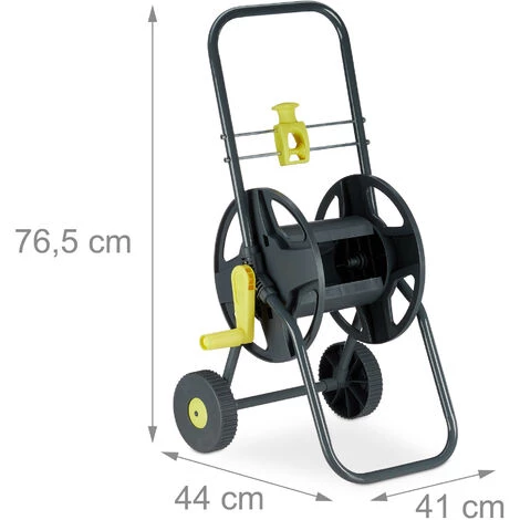 Relaxdays Chariot à Tuyau 45 M, Roulettes Pour Le Jardin & Le Balcon, Avec Roues, 76,5x44x41 Cm, Arrosage, Gris - Jaune 6 Relaxdays Chariot à Tuyau 45 M, Roulettes Pour Le Jardin & Le Balcon, Avec Roues, 76,5x44x41 Cm, Arrosage, Gris - Jaune – Image 4