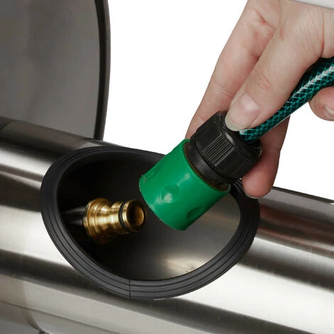 Relaxdays Enrouleur Pour Tuyau Métal, Dévidoir Vide, Acier Inoxydable & Aluminium, Sol & Mur, 30,5x45x36,5 Cm, Argenté 4 Relaxdays Enrouleur Pour Tuyau Métal, Dévidoir Vide, Acier Inoxydable & Aluminium, Sol & Mur, 30,5x45x36,5 Cm, Argenté – Image 2