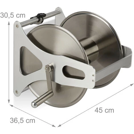 Relaxdays Enrouleur Pour Tuyau Métal, Dévidoir Vide, Acier Inoxydable & Aluminium, Sol & Mur, 30,5x45x36,5 Cm, Argenté 7 Relaxdays Enrouleur Pour Tuyau Métal, Dévidoir Vide, Acier Inoxydable & Aluminium, Sol & Mur, 30,5x45x36,5 Cm, Argenté – Image 5