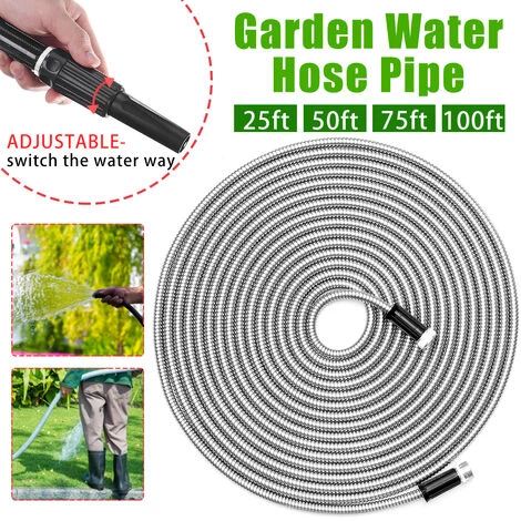LBTN Outil Extérieur De Connecteur De Tuyau De Tuyau D'eau De Jardin Télescopique En Acier Inoxydable En Métal (25 Pi) 4 LBTN Outil Extérieur De Connecteur De Tuyau De Tuyau D'eau De Jardin Télescopique En Acier Inoxydable En Métal (25 Pi) – Image 2