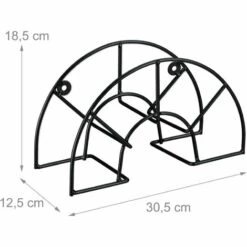 Relaxdays Support Tuyau D’arrosage, Pour 45 M & 5/8", Enrouleur, Dévidoir, Acier, Montage Mural, Rond, Jardin, Noir -Tuyau d'arrosage Soldes 27571490 5