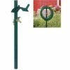 Relaxdays Porte-tuyau D’arrosage Avec Robinet, 2 Adaptateurs 1/2" Inclus, Acier, Colonne D’eau, HLP 107,5x25x18cm, Vert