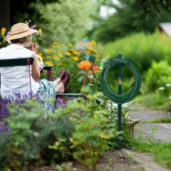 Relaxdays Porte-tuyau D’arrosage Avec Robinet, 2 Adaptateurs 1/2" Inclus, Acier, Colonne D’eau, HLP 107,5x25x18cm, Vert -Tuyau d'arrosage Soldes 27614567 3