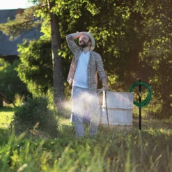 Relaxdays Porte-tuyau D’arrosage Avec Robinet, 2x Connecteurs 3/4", Adaptateurs 1/2" Inclus, Acier, 107,5x33x18 Cm, Noir -Tuyau d'arrosage Soldes 27614572 4