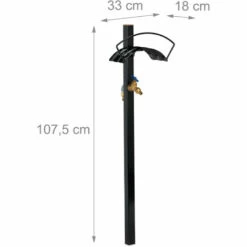 Relaxdays Porte-tuyau D’arrosage Avec Robinet, 2x Connecteurs 3/4", Adaptateurs 1/2" Inclus, Acier, 107,5x33x18 Cm, Noir -Tuyau d'arrosage Soldes 27614572 5