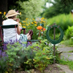 Relaxdays Support Tuyau D’arrosage, Autonome, Enrouleur Debout, Acier, Solide, Dérouleur Droit, HLP 108x26x18cm, Brun -Tuyau d'arrosage Soldes 27638931 3