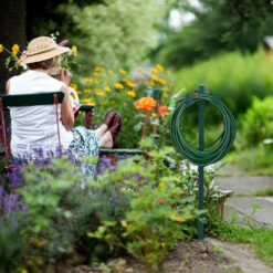 Relaxdays Support Tuyau D’arrosage, Autonome, Enrouleur Debout, Acier, Solide, Dérouleur Droit, HLP 108x26x18cm, Vert -Tuyau d'arrosage Soldes 27638939 3