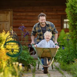 Relaxdays Porte-tuyau D’arrosage Avec Robinet, 2x Connecteurs 3/4", Adaptateurs 1/2" Inclus, Acier, 122x43,5x25 Cm, Noir -Tuyau d'arrosage Soldes 27638946 3