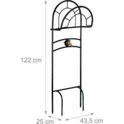 Relaxdays Porte-tuyau D’arrosage Avec Robinet, 2x Connecteurs 3/4", Adaptateurs 1/2" Inclus, Acier, 122x43,5x25 Cm, Noir -Tuyau d'arrosage Soldes 27638946 4