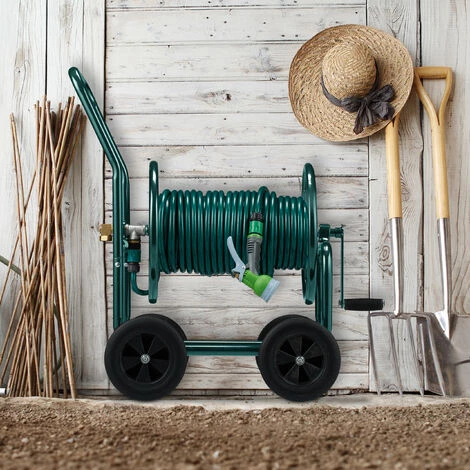 Relaxdays Dévidoir Tuyau D’arrosage, Connexion 1/2" & 3/4", Jusqu’à 60 M De Long, 4 Roues En Caoutchouc, Métal, Vert 5 Relaxdays Dévidoir Tuyau D’arrosage, Connexion 1/2" & 3/4", Jusqu’à 60 M De Long, 4 Roues En Caoutchouc, Métal, Vert – Image 3
