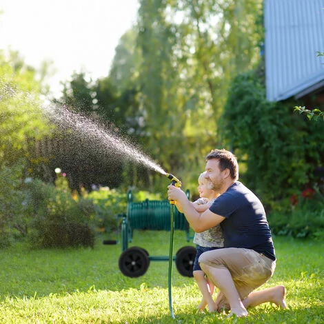 Relaxdays Dévidoir Tuyau D’arrosage, Connexion 1/2" & 3/4", Jusqu’à 60 M De Long, 4 Roues En Caoutchouc, Métal, Vert 6 Relaxdays Dévidoir Tuyau D’arrosage, Connexion 1/2" & 3/4", Jusqu’à 60 M De Long, 4 Roues En Caoutchouc, Métal, Vert – Image 4