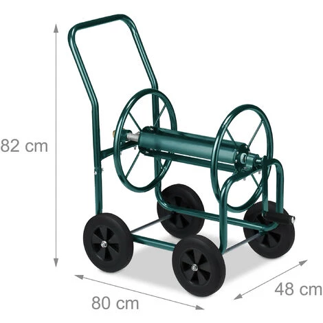 Relaxdays Dévidoir Tuyau D’arrosage, Connexion 1/2" & 3/4", Jusqu’à 60 M De Long, 4 Roues En Caoutchouc, Métal, Vert 7 Relaxdays Dévidoir Tuyau D’arrosage, Connexion 1/2" & 3/4", Jusqu’à 60 M De Long, 4 Roues En Caoutchouc, Métal, Vert – Image 5