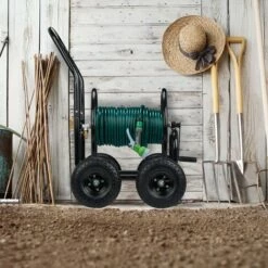 Relaxdays Dévidoir Tuyau D’arrosage, Métal, Connexion 1/2" & 3/4", Tambour Mobile, Jusqu’à 75 M De Long, 4 Roues, Noir 9 Relaxdays Dévidoir Tuyau D’arrosage, Métal, Connexion 1/2" & 3/4", Tambour Mobile, Jusqu’à 75 M De Long, 4 Roues, Noir -Tuyau d'arrosage Soldes 27820068 3