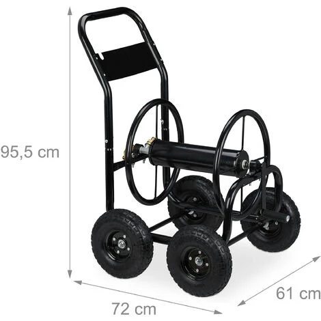 Relaxdays Dévidoir Tuyau D’arrosage, Métal, Connexion 1/2" & 3/4", Tambour Mobile, Jusqu’à 75 M De Long, 4 Roues, Noir 7 Relaxdays Dévidoir Tuyau D’arrosage, Métal, Connexion 1/2" & 3/4", Tambour Mobile, Jusqu’à 75 M De Long, 4 Roues, Noir – Image 5