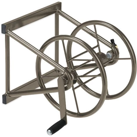 Relaxdays Dévidoir Mural, Acier, Pour 60 M De Tuyau D’arrosage, Raccords 3/4'', Enrouleur, HxLxP 36 X 55 X 50 Cm, Brun 4 Relaxdays Dévidoir Mural, Acier, Pour 60 M De Tuyau D’arrosage, Raccords 3/4'', Enrouleur, HxLxP 36 X 55 X 50 Cm, Brun – Image 2