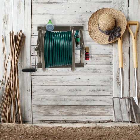 Relaxdays Dévidoir Mural, Acier, Pour 60 M De Tuyau D’arrosage, Raccords 3/4'', Enrouleur, HxLxP 36 X 55 X 50 Cm, Brun 5 Relaxdays Dévidoir Mural, Acier, Pour 60 M De Tuyau D’arrosage, Raccords 3/4'', Enrouleur, HxLxP 36 X 55 X 50 Cm, Brun – Image 3