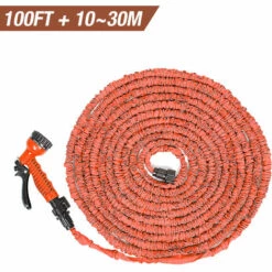 BATHRINS®Tuyaux D'arrosage Extensible Rétractable Avec Pistolet 7 Fonctions 100FT / 10M - 30M - Orange.