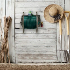 Relaxdays Dévidoir Mural, Acier, 60 M De Tuyau D’arrosage, Raccords 3/4'', Enrouleur, Support, HLP 42 X 53 X 46 Cm, Brun -Tuyau d'arrosage Soldes 28162416 3