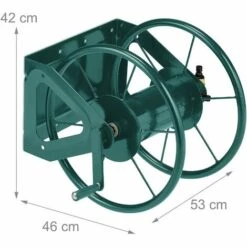 Relaxdays Dévidoir Mural, Acier, Pour 60m De Tuyau D’arrosage, Raccords 3/4'', Enrouleur, Support, HLP 42x53x46 Cm, Vert 11 Relaxdays Dévidoir Mural, Acier, Pour 60m De Tuyau D’arrosage, Raccords 3/4'', Enrouleur, Support, HLP 42x53x46 Cm, Vert -Tuyau d'arrosage Soldes 28162425 5