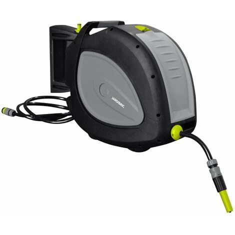 Jardibric Dévidoir Mural Automatique 35m Ø12.5mm Rétractable Avec Rallonge + Nez De Robinet + Raccords + Lance D'arrosage 3 Jardibric Dévidoir Mural Automatique 35m Ø12.5mm Rétractable Avec Rallonge + Nez De Robinet + Raccords + Lance D'arrosage