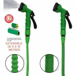 Saturnia 8070502 ? Tube Extensible D'arrosage Avec Pistolet 7 Positions, 15 m, Multicolore