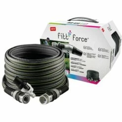 FITT FORCE 5/8" 15 M, Tuyau D'arrosage Compact Et Léger Pour Usage Intensif Avec Lance, Couleur Gris Avec Des Lignes Vertes -Tuyau d'arrosage Soldes 29804089 3