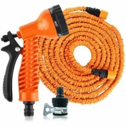 DONTODENT Connecteur De Tuyau D'arrosage Avec Commandes : Tuyau D'arrosage Extensible, Tuyau Rétractable De 15 M, Raccords 3/4" Et 1/2" Tuyau D'eau Flexible En Laiton Massif – Orange, Connecteur De Tuyau Pour Régler Ou Arrêter Le Long Du Débit D'eau Douce Dans Le C